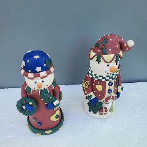 Snowman Clay / Resin Figurine xmas tree wreath folk Art